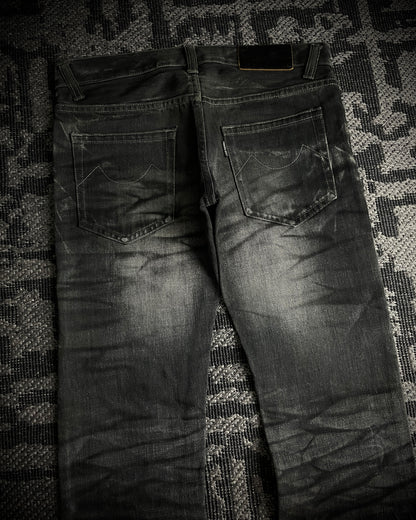Tornado Mart Whiskered Black Boot Cut Jeans