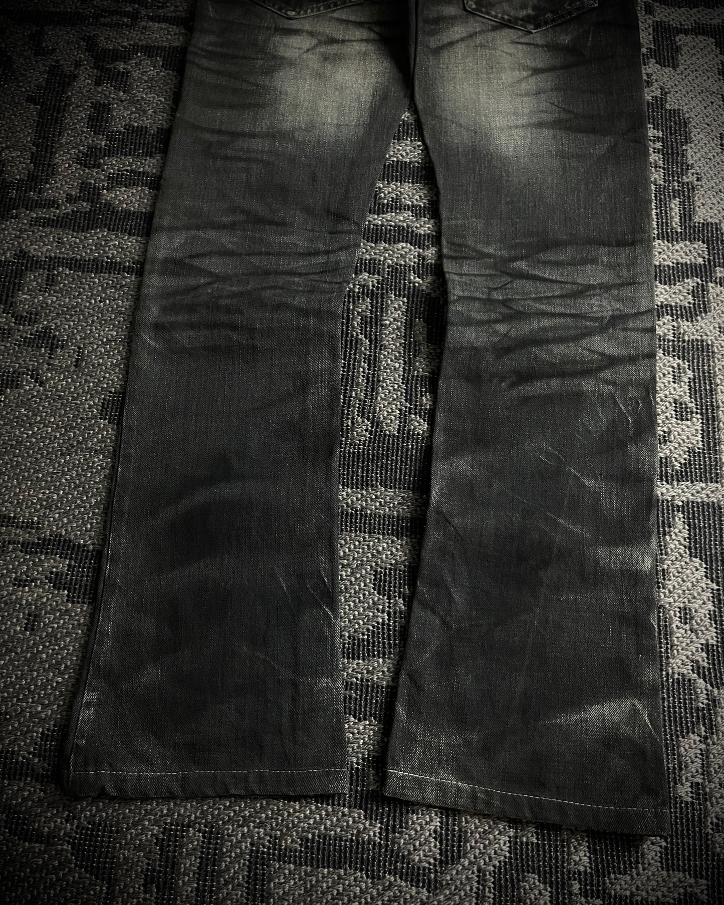 Tornado Mart Whiskered Black Boot Cut Jeans