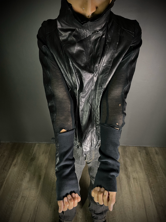 EKAM 00s Asymmetrical Cowl Rider Jacket