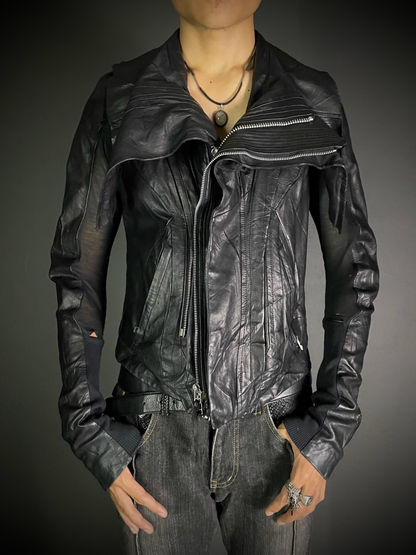 EKAM 00s Asymmetrical Cowl Rider Jacket