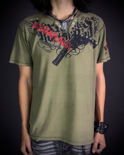 SDR 3D Skull Gun Distressed T-Shirt