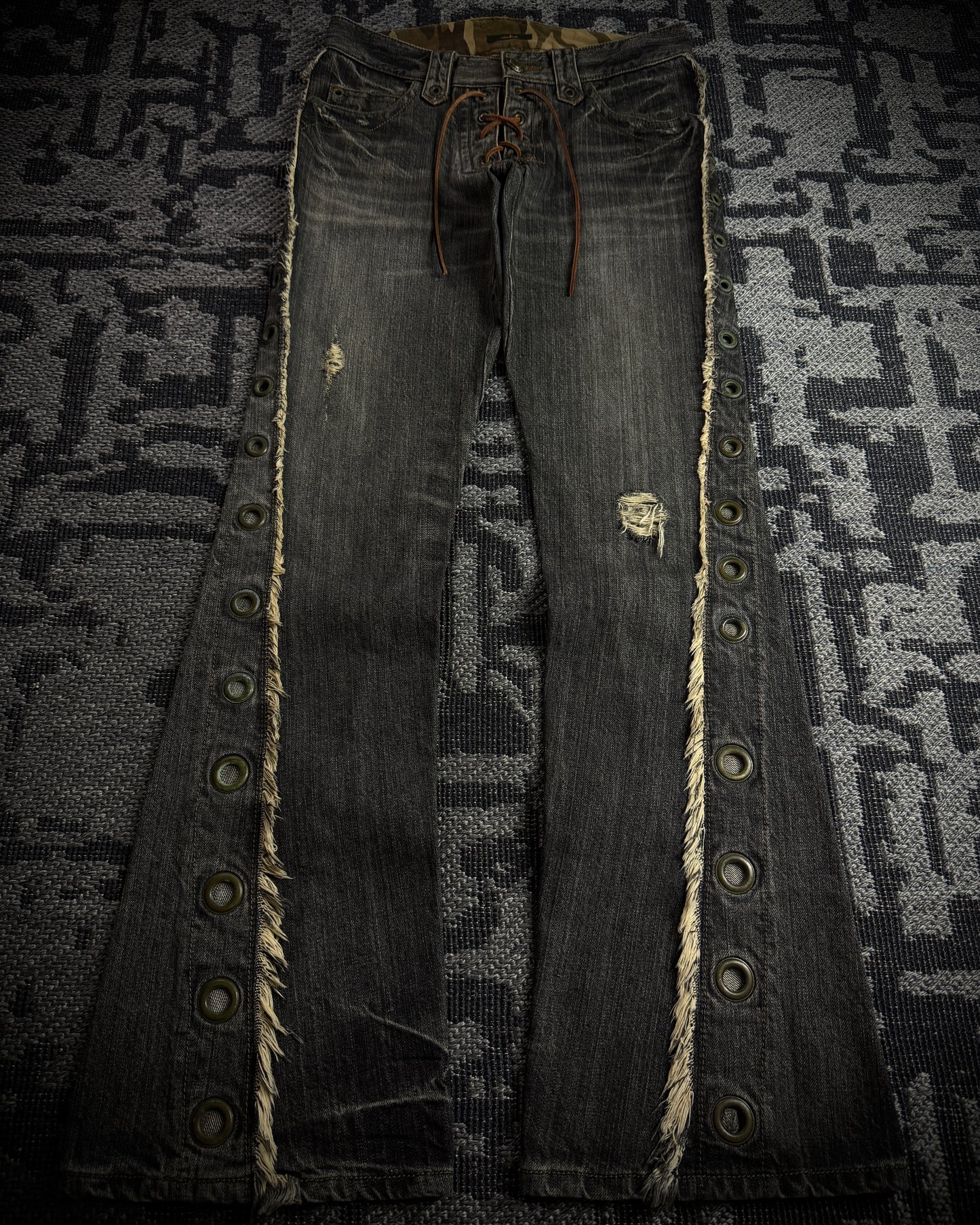 Obelisk SS06 Pirate Lace-Up Spiral Flared Denim