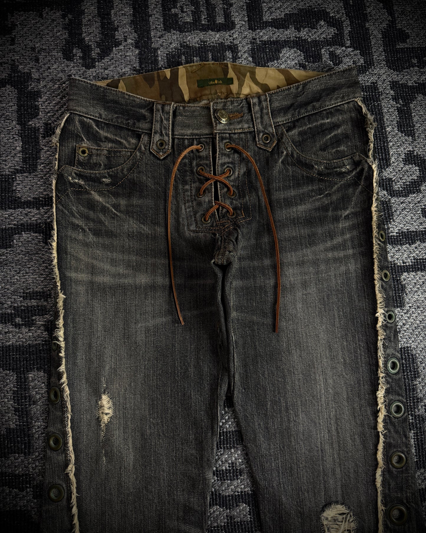 Obelisk SS06 Pirate Lace-Up Spiral Flared Denim