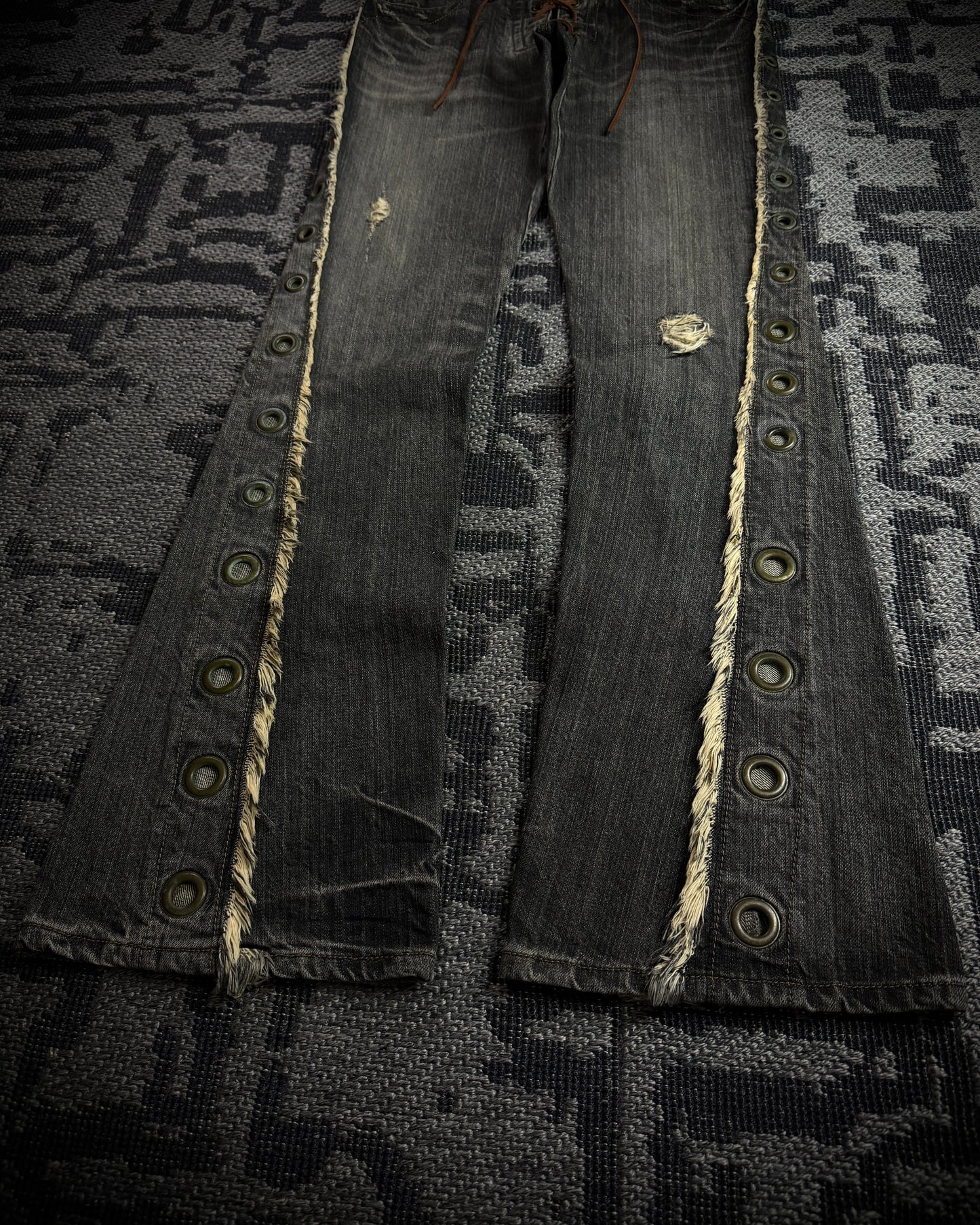 Obelisk SS06 Pirate Lace-Up Spiral Flared Denim