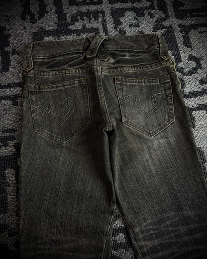 Obelisk SS06 Pirate Lace-Up Spiral Flared Denim