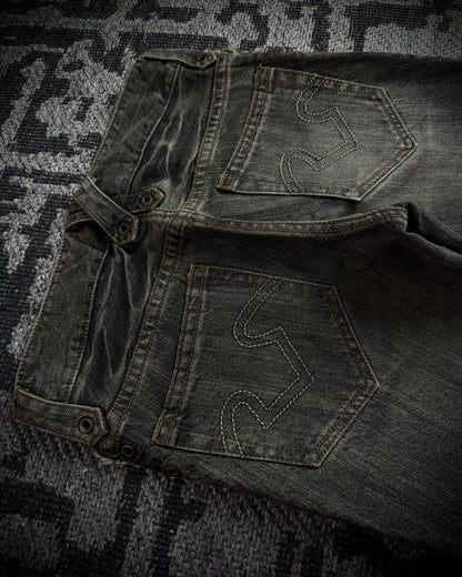 Obelisk SS06 Pirate Lace-Up Spiral Flared Denim