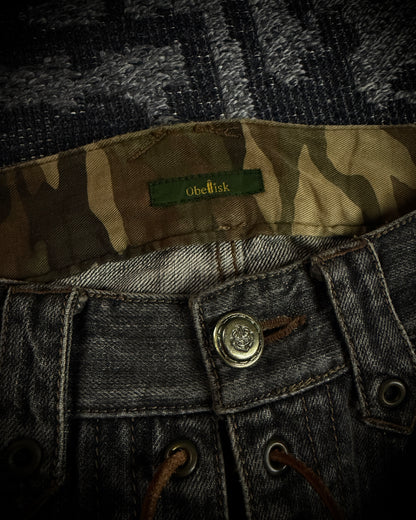 Obelisk SS06 Pirate Lace-Up Spiral Flared Denim
