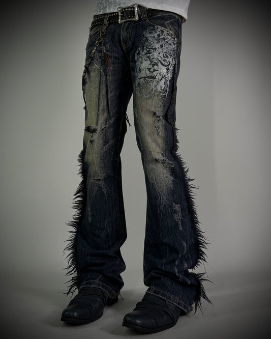 GLAD NEWS Flared Fringe Skull Denim