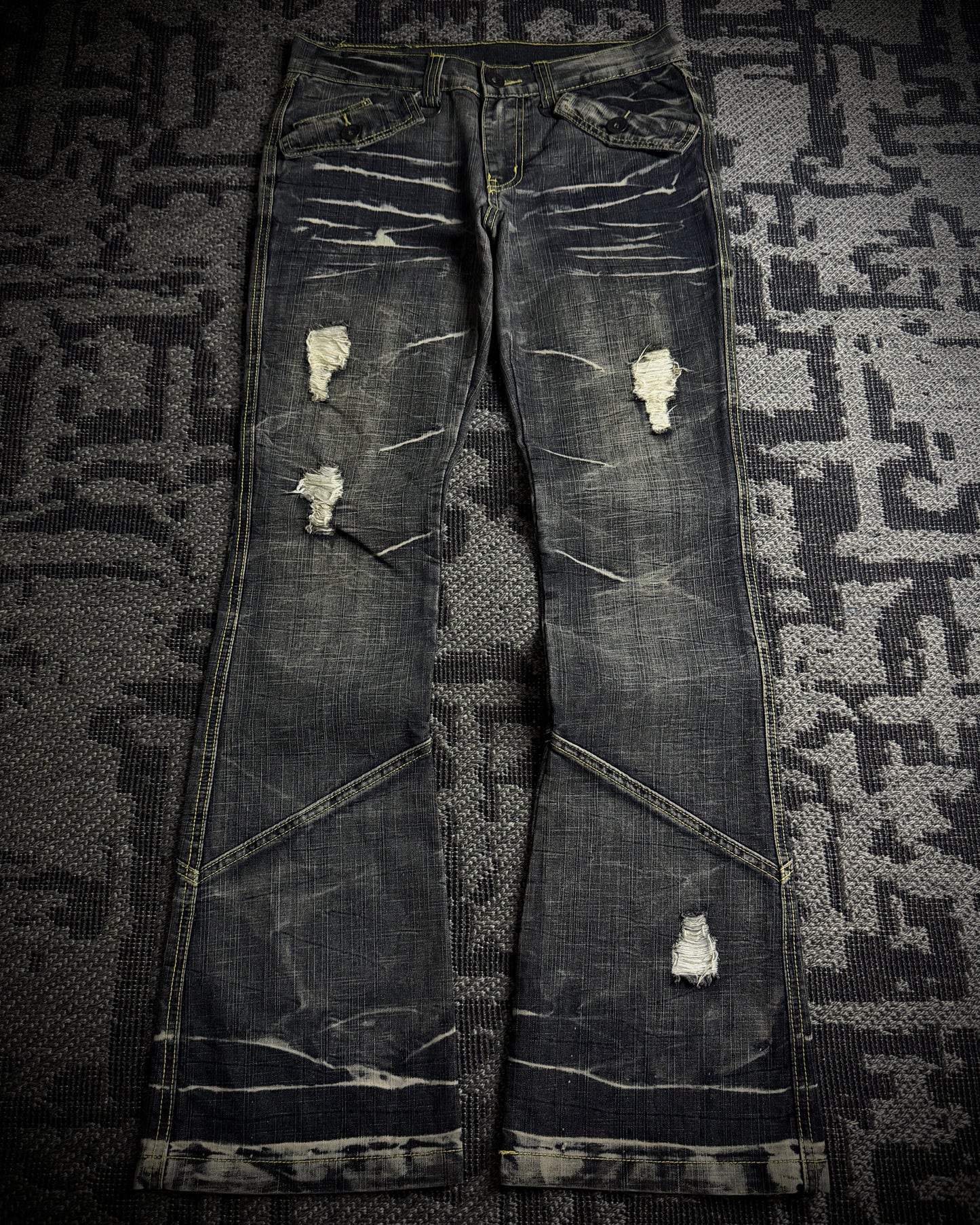 Black Crown Japanese Distressed Bootcut Denim