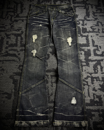 Black Crown Japanese Distressed Bootcut Denim
