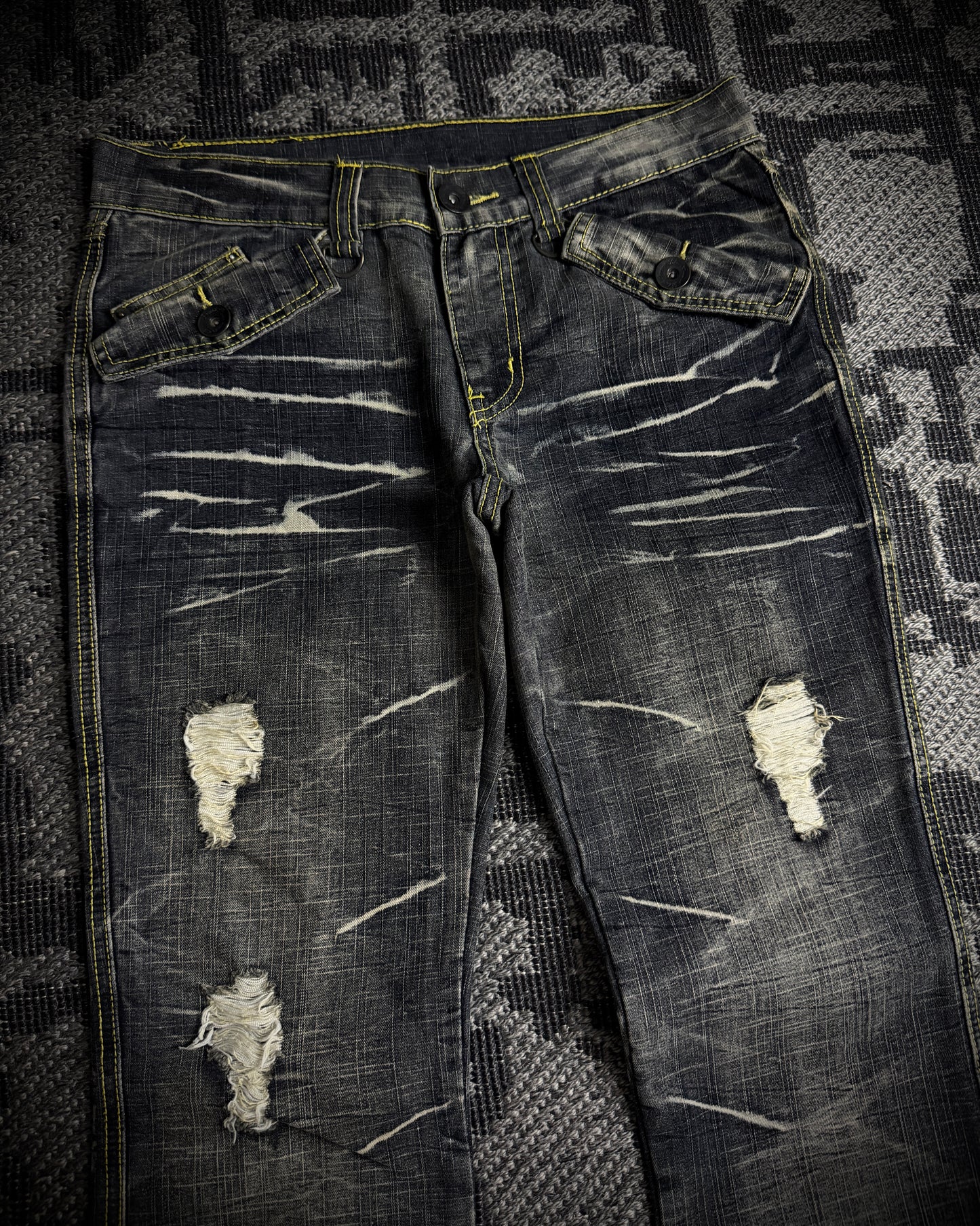Black Crown Japanese Distressed Bootcut Denim