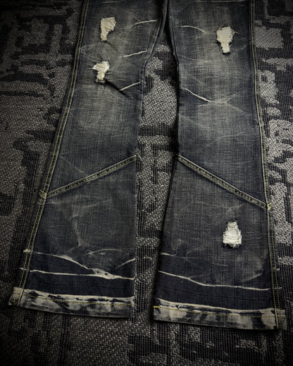 Black Crown Japanese Distressed Bootcut Denim