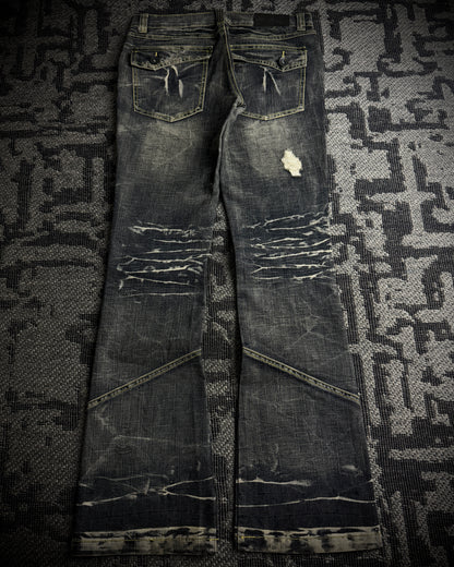 Black Crown Japanese Distressed Bootcut Denim