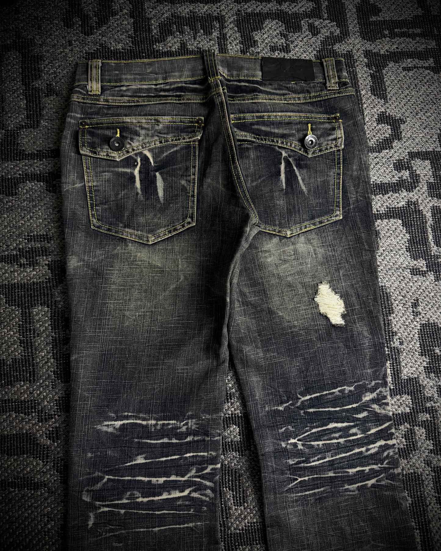 Black Crown Japanese Distressed Bootcut Denim