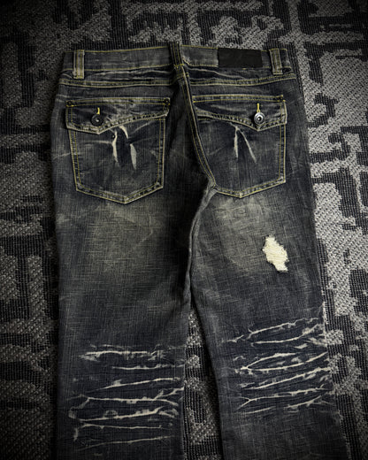 Black Crown Japanese Distressed Bootcut Denim