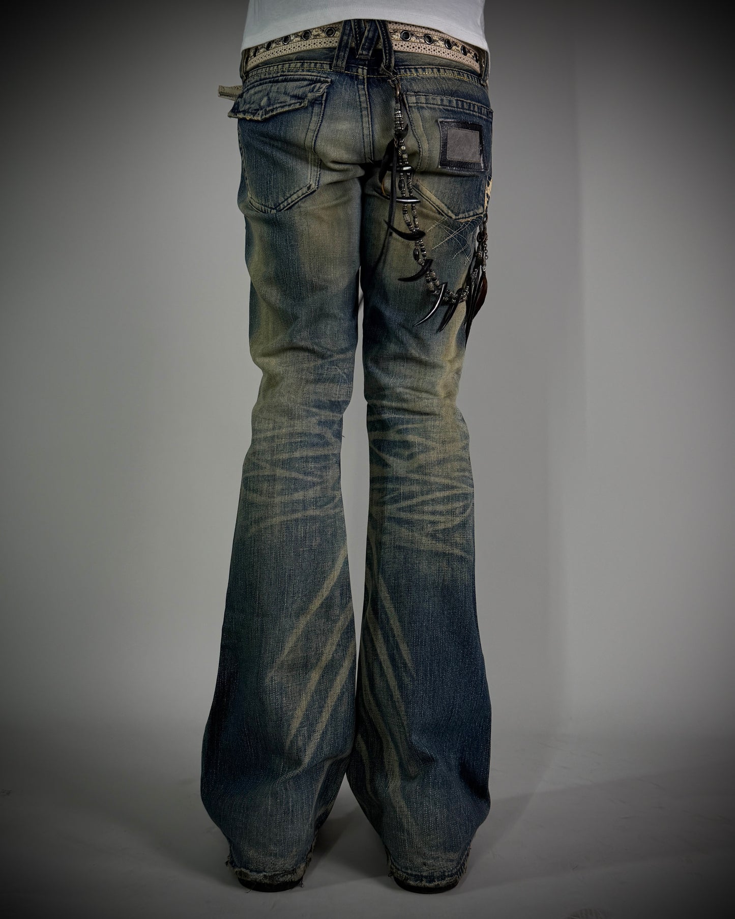 The Murder License Aged Whiskered Flared Denim