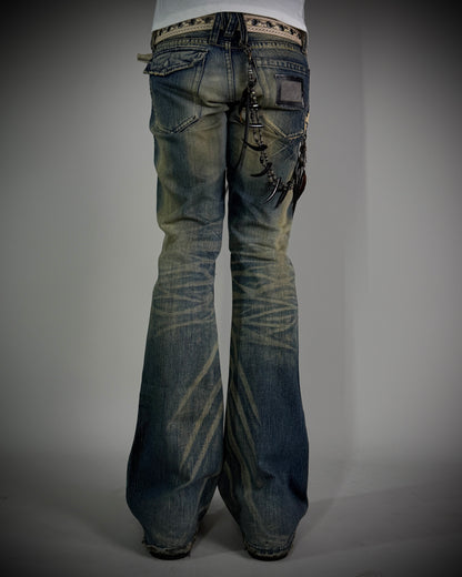 The Murder License Aged Whiskered Flared Denim