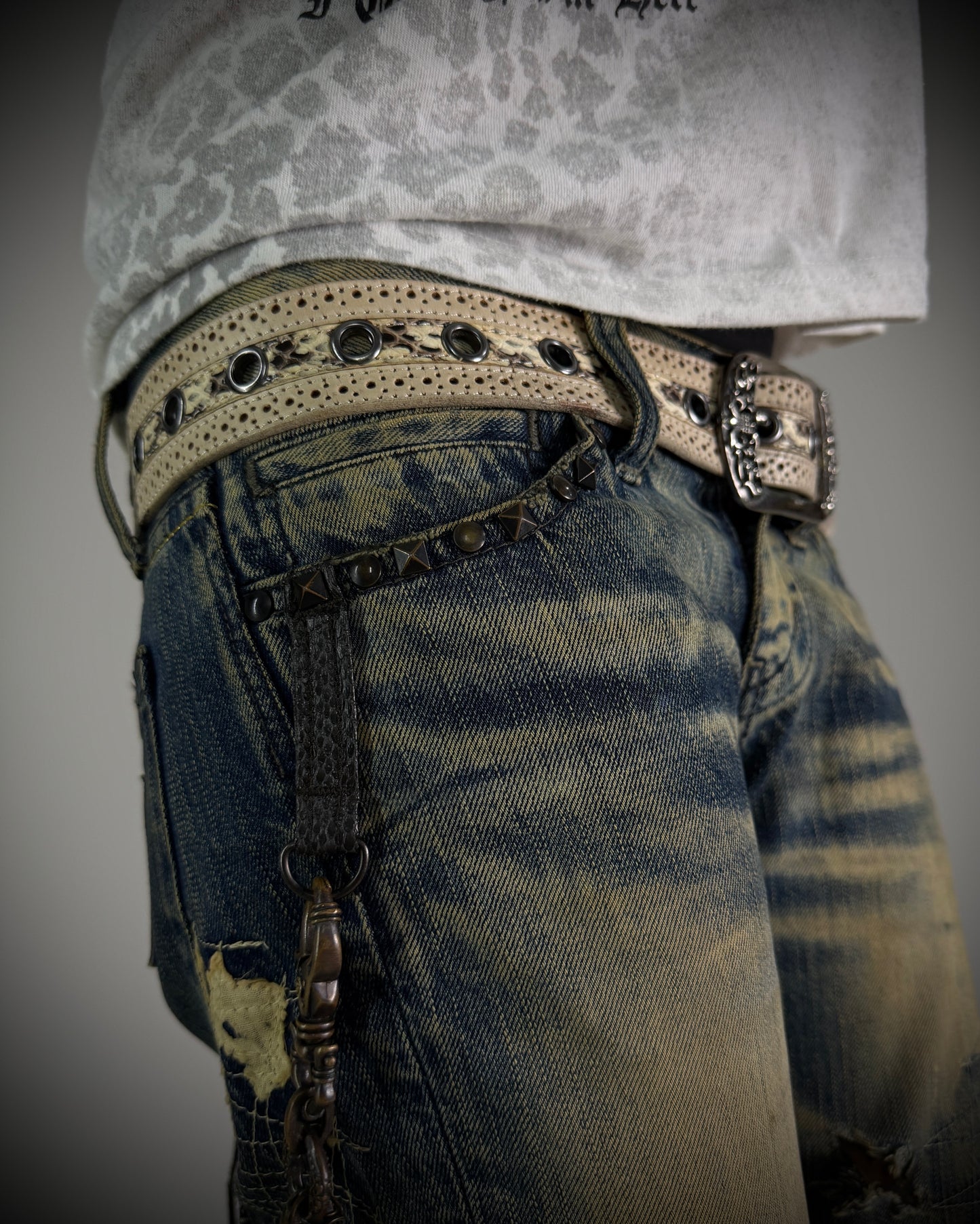 The Murder License Aged Whiskered Flared Denim