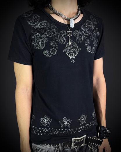 Roen Glitter Paisley Skull T-Shirt