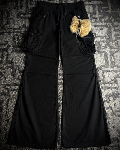 GOA Detachable Rabbit Fur Flared Cargo Pants