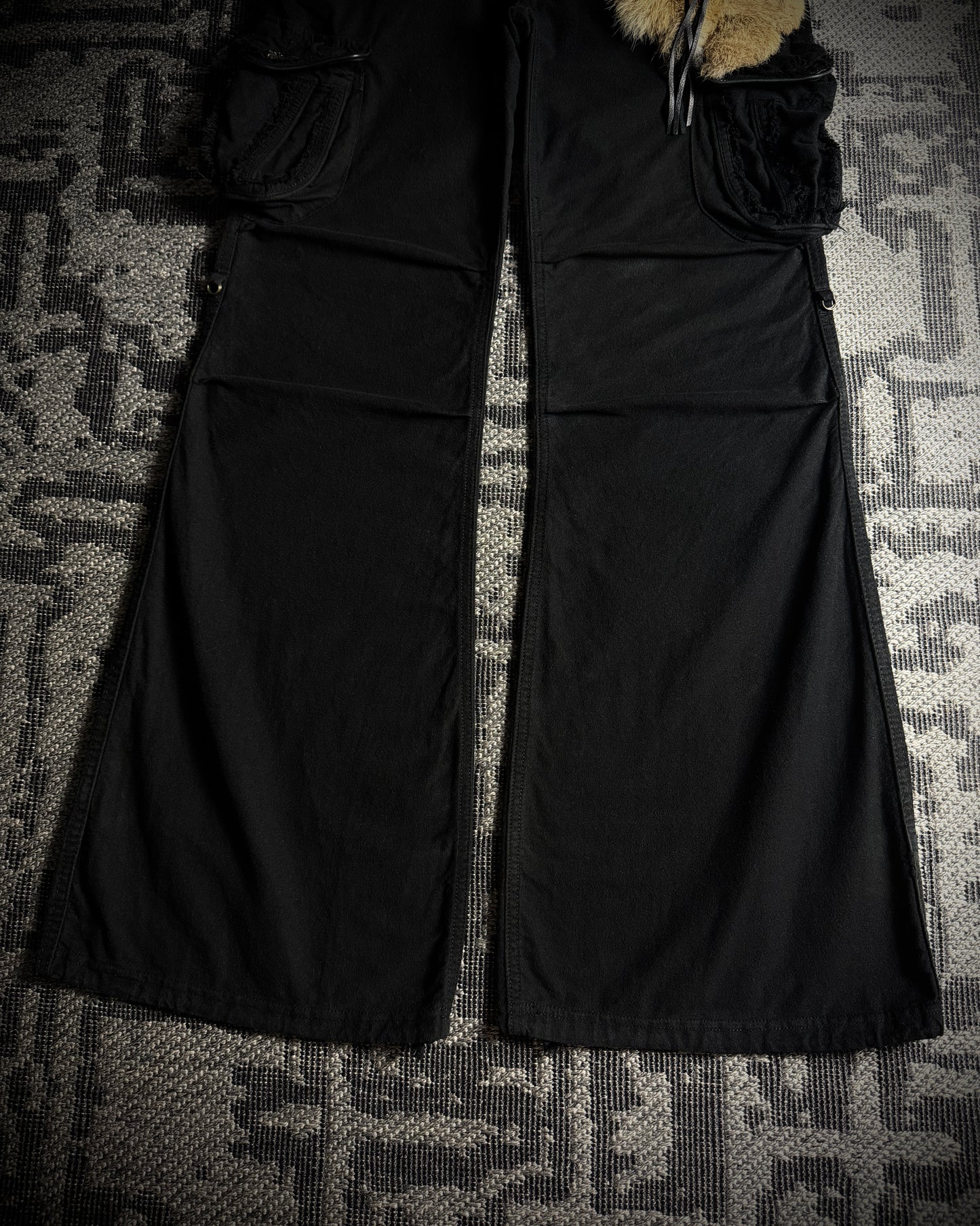 GOA Detachable Rabbit Fur Flared Cargo Pants