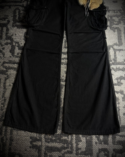 GOA Detachable Rabbit Fur Flared Cargo Pants