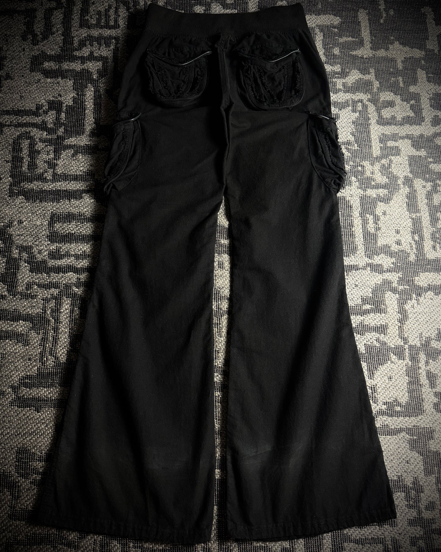 GOA Detachable Rabbit Fur Flared Cargo Pants