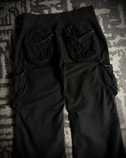 GOA Detachable Rabbit Fur Flared Cargo Pants