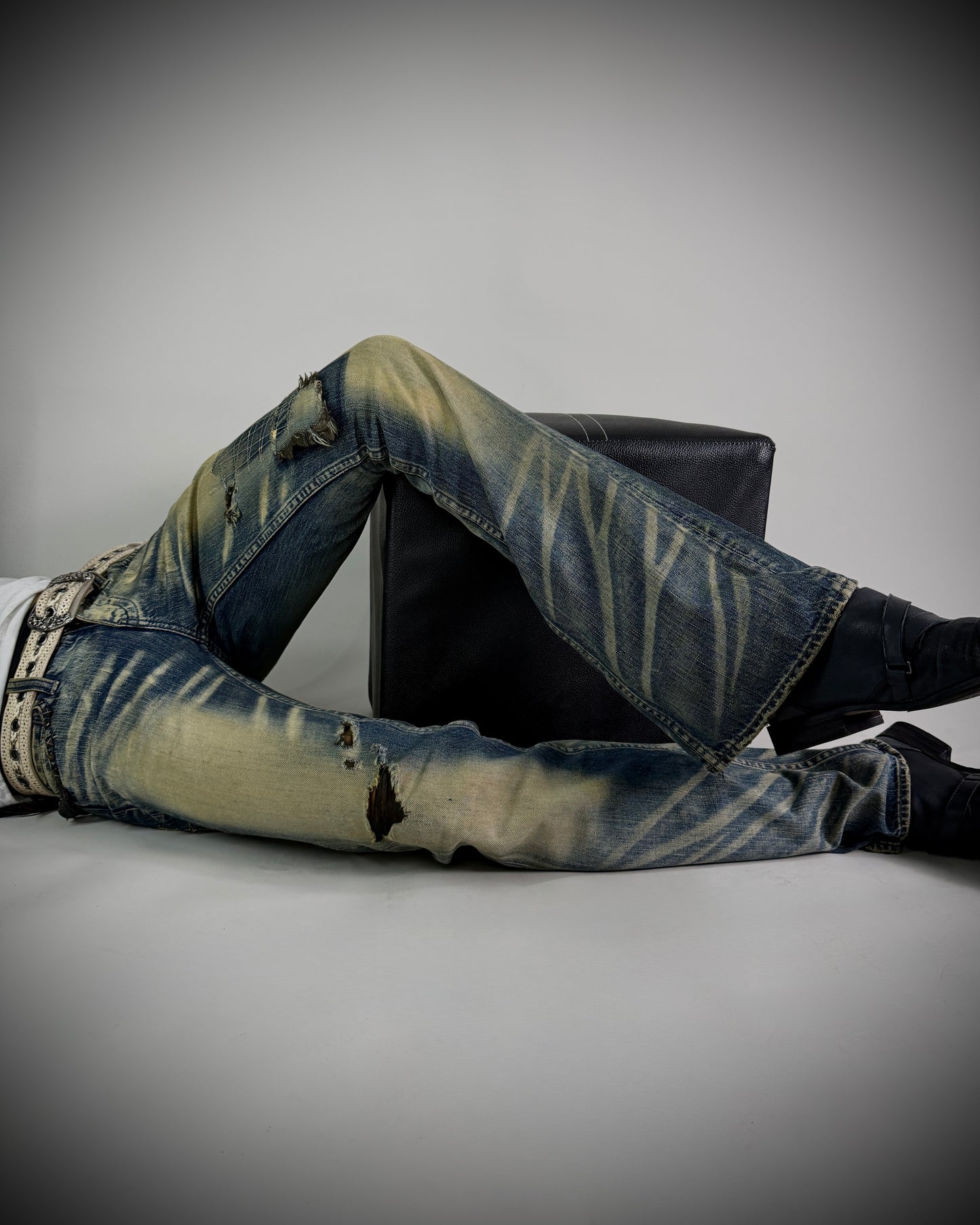 The Murder License Aged Whiskered Flared Denim