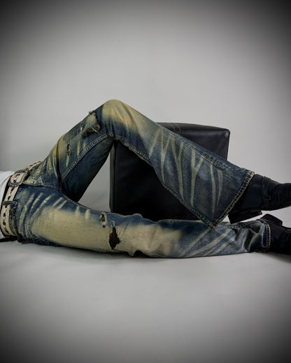 The Murder License Aged Whiskered Flared Denim