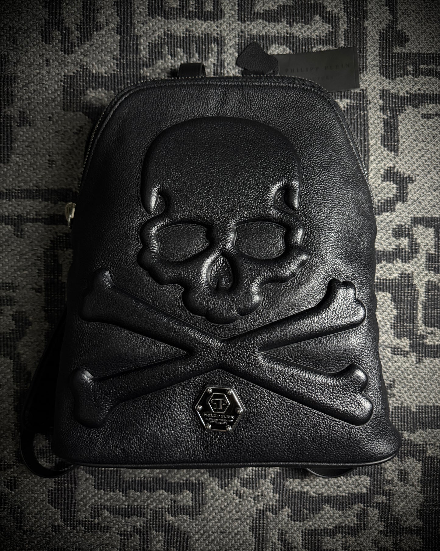 Philipp Plein Skull Leather Backpack