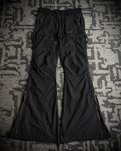 GOA Suspender Cargo Flared Pants Black