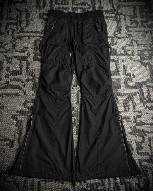 GOA Suspender Cargo Flared Pants Black