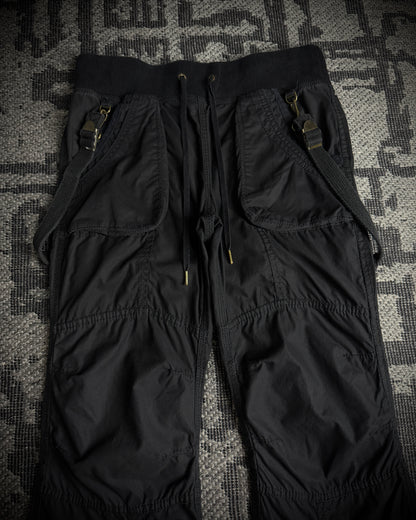 GOA Suspender Cargo Flared Pants Black