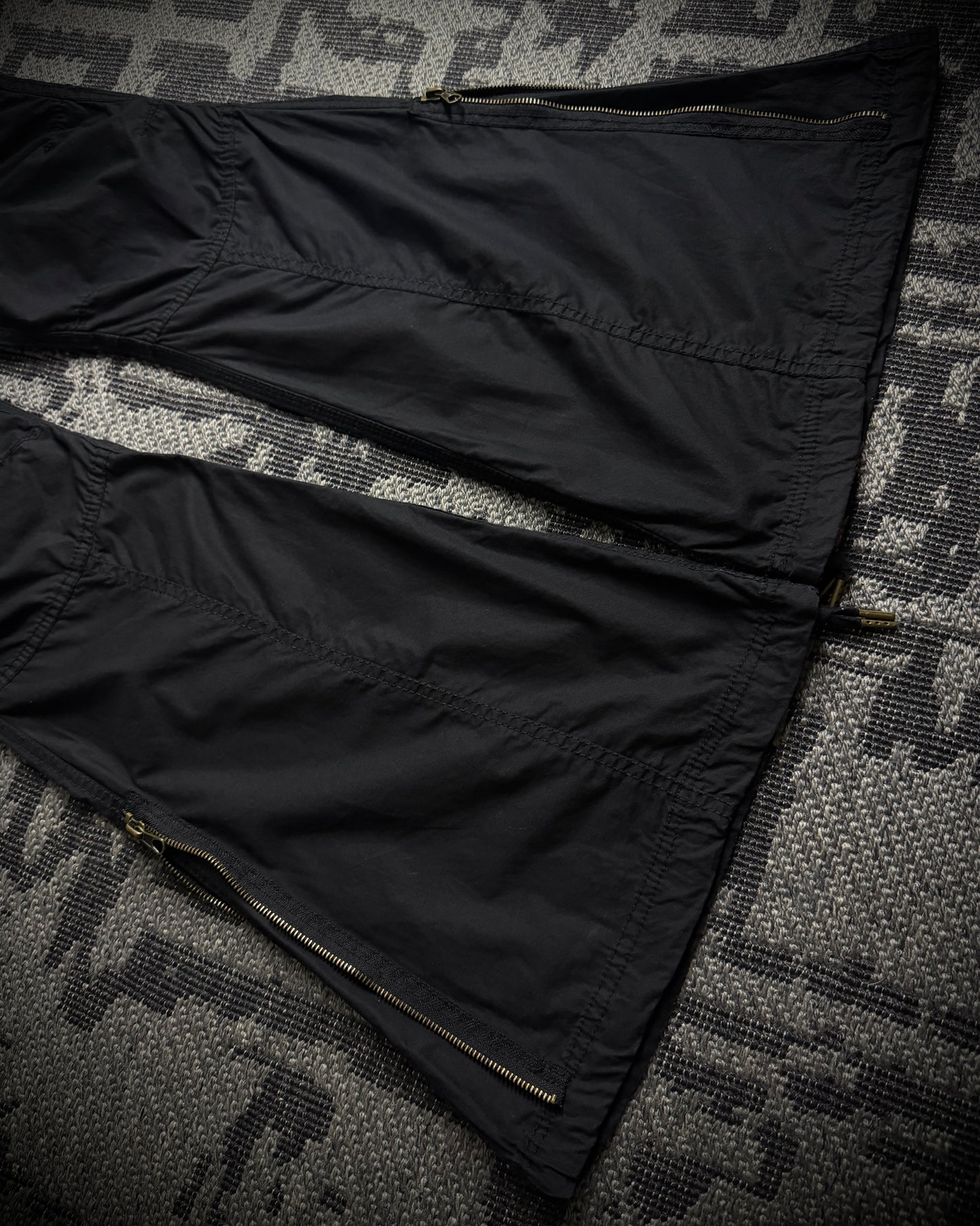 GOA Suspender Cargo Flared Pants Black