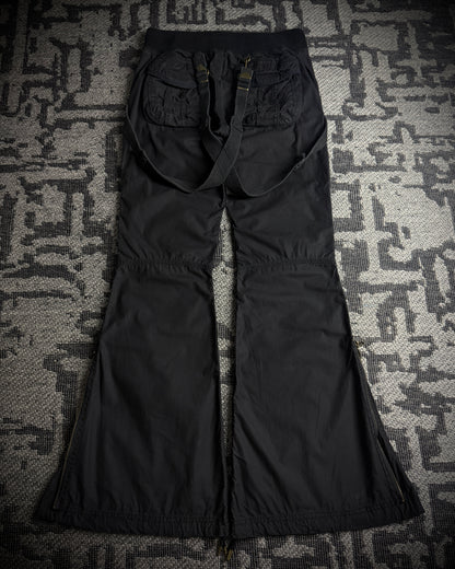 GOA Suspender Cargo Flared Pants Black