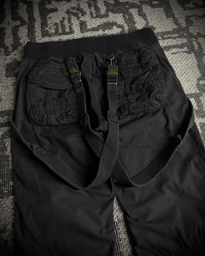 GOA Suspender Cargo Flared Pants Black