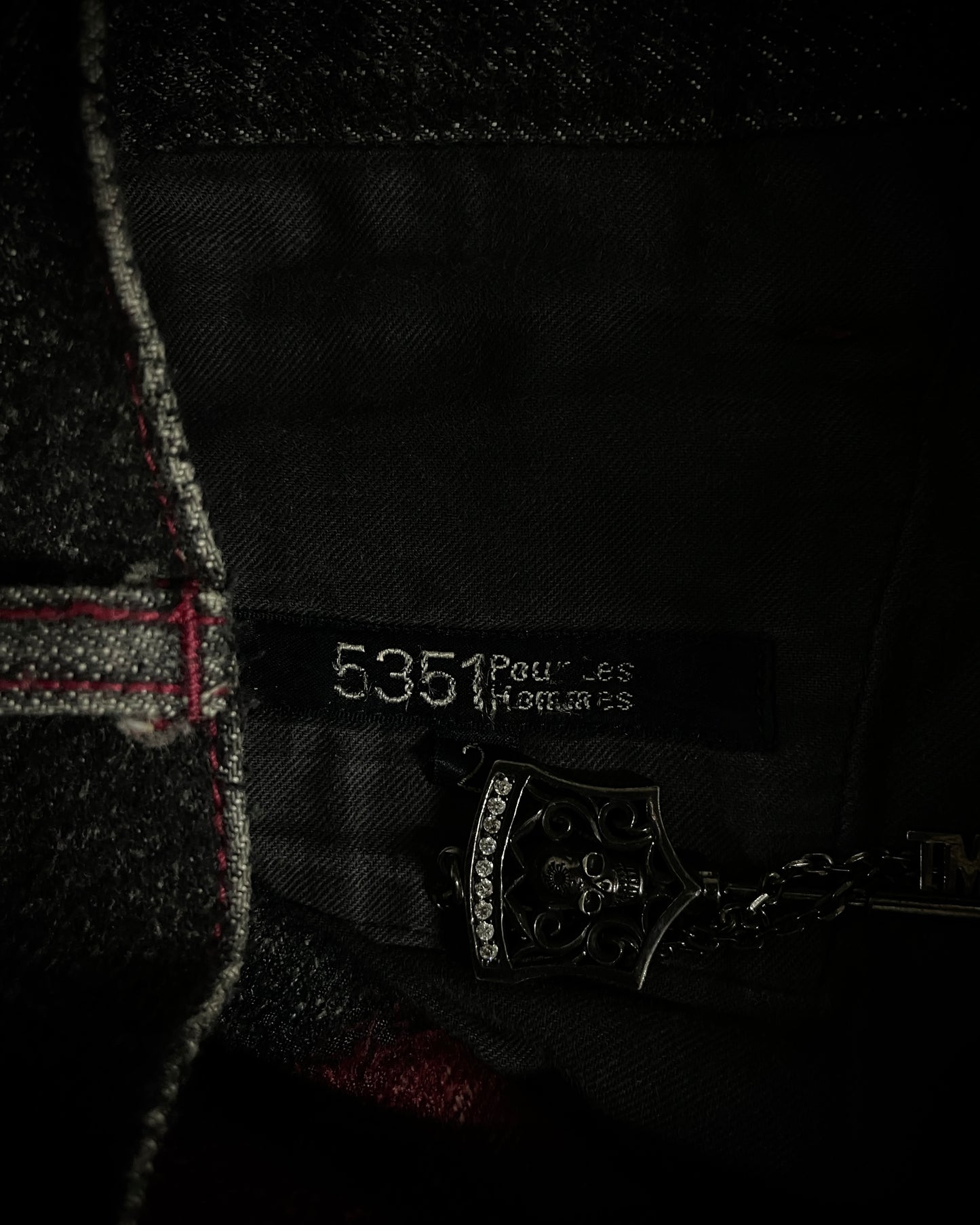 5351 Pour Les Hommes Crimson Yarn Panel Denim