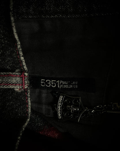 5351 Pour Les Hommes Crimson Yarn Panel Denim