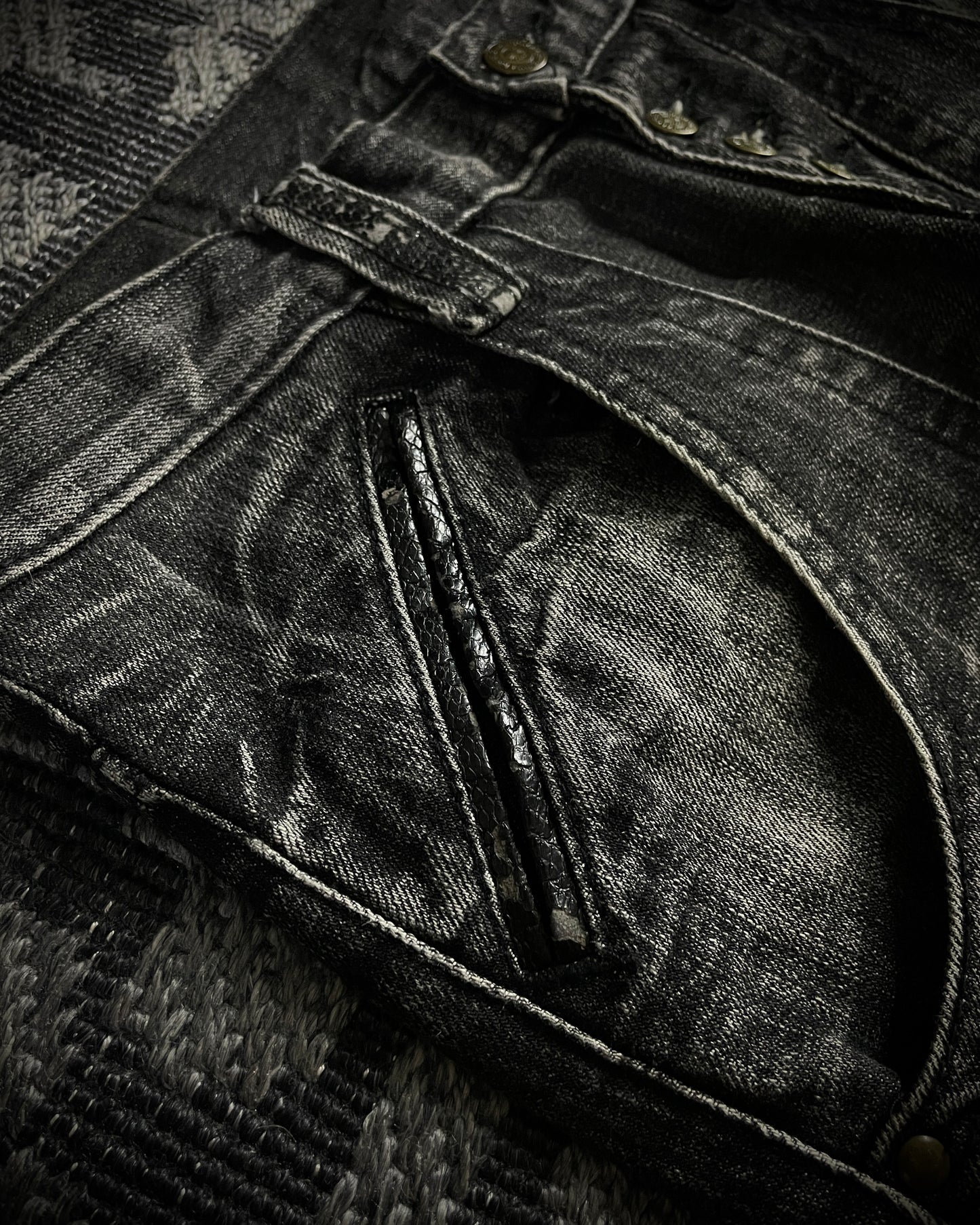Tornado Mart Curved Panel Lace Up Flared Denim