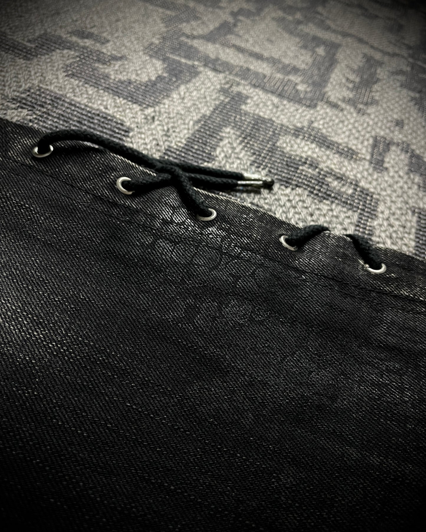 Tornado Mart Python Coated Lace Up Flared Denim