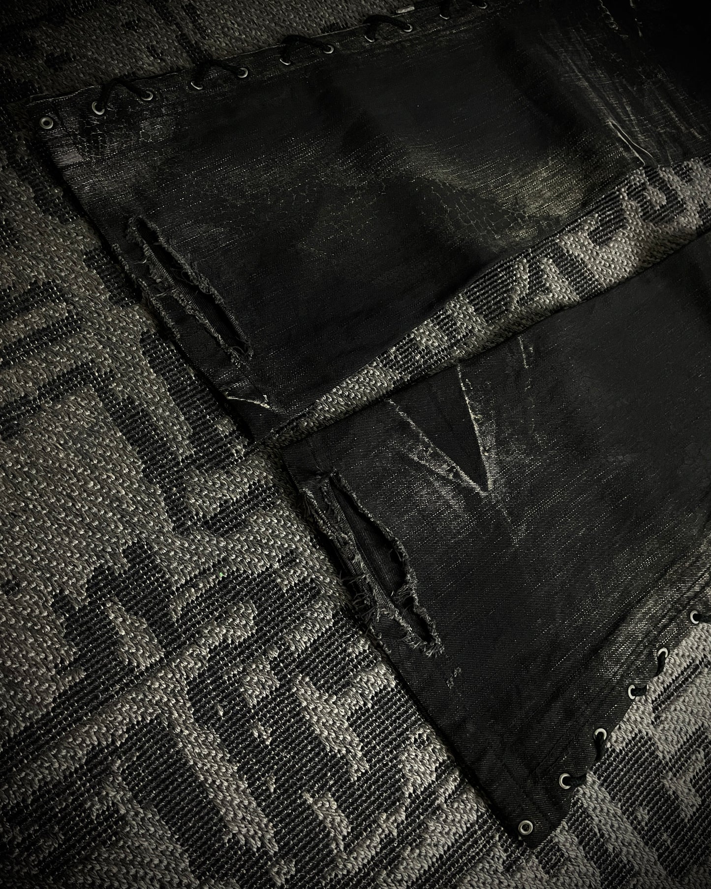 Tornado Mart Python Coated Lace Up Flared Denim