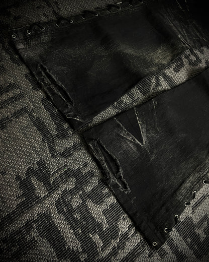 Tornado Mart Python Coated Lace Up Flared Denim