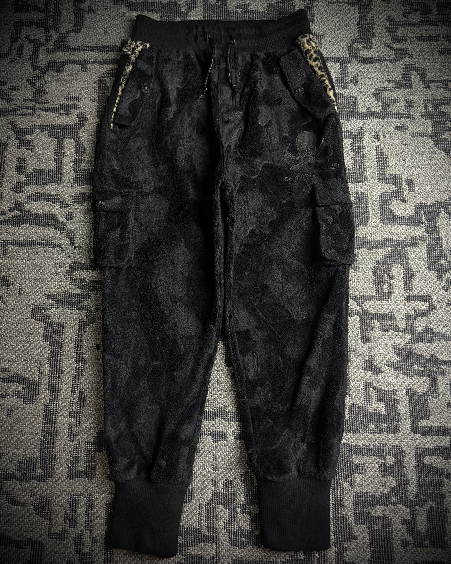 Roen × Semantic Design Skull Faux Fur Cargo Jogger Pants