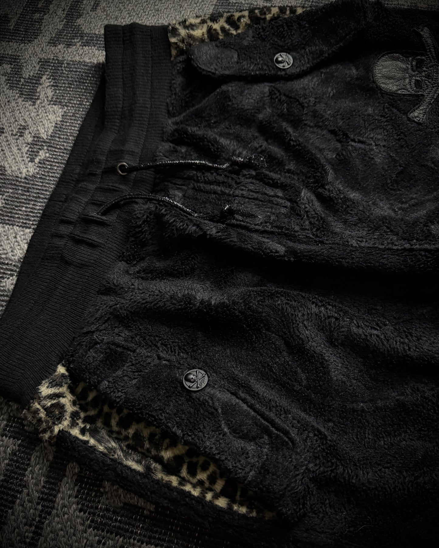 Roen × Semantic Design Skull Faux Fur Cargo Jogger Pants