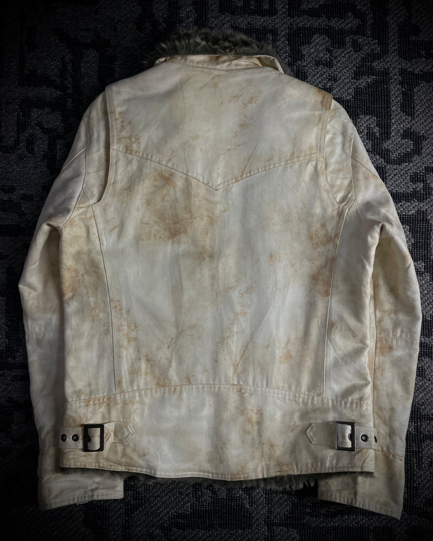 Schlussel  Aged Bone Faux Fur Rider Jacket