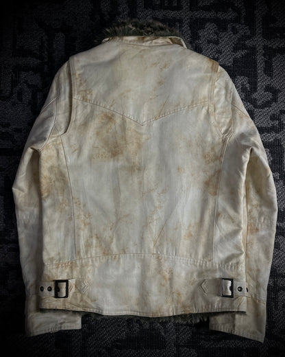 Schlussel  Aged Bone Faux Fur Rider Jacket