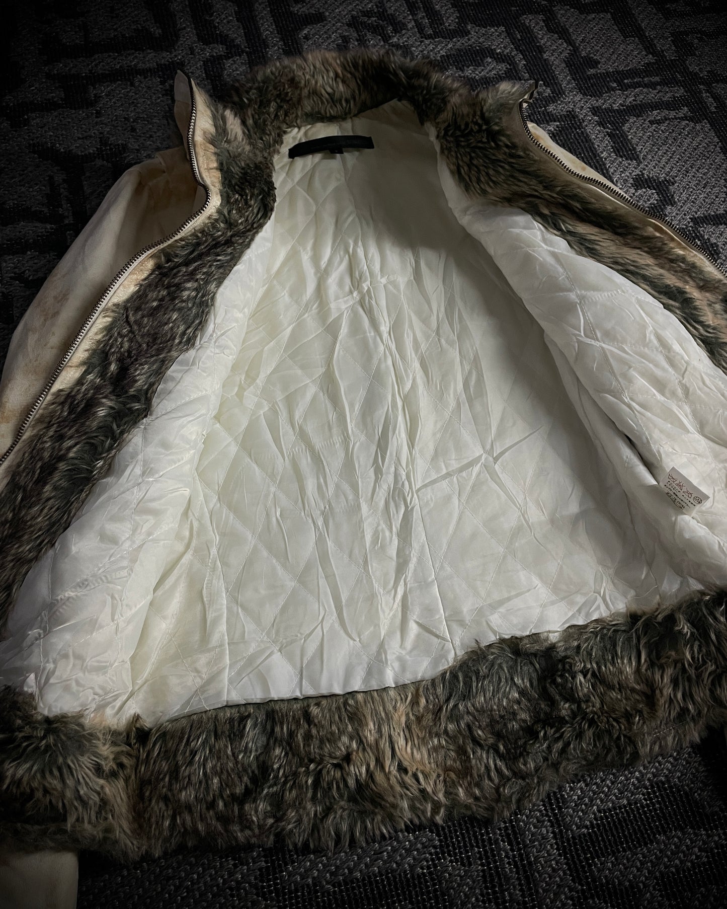 Schlussel  Aged Bone Faux Fur Rider Jacket