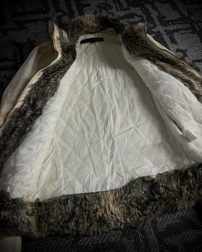 Schlussel  Aged Bone Faux Fur Rider Jacket