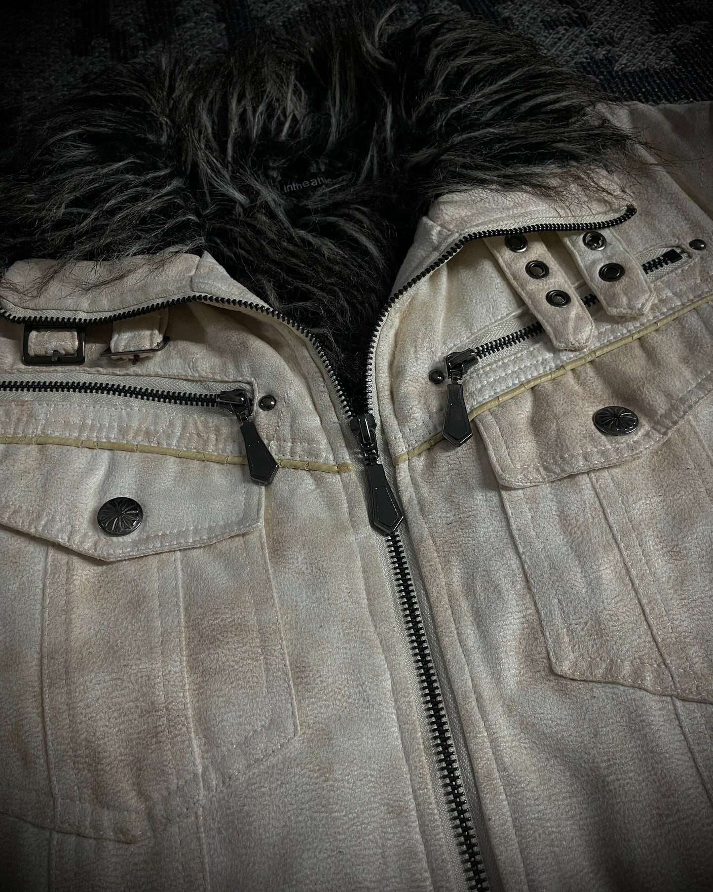 In The Attic Bone White Faux Fur Rider Jacket